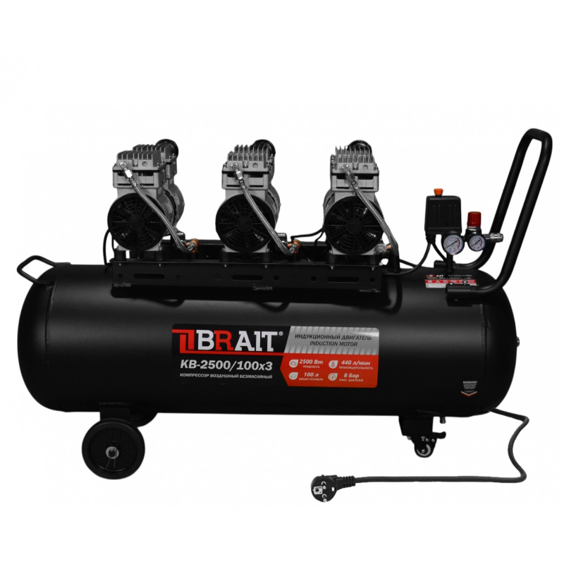 Компрессор воздушный Brait KB-2500/100X3 20.01.044.043 (2500 Вт , 220 В/50 Гц) в Угличе