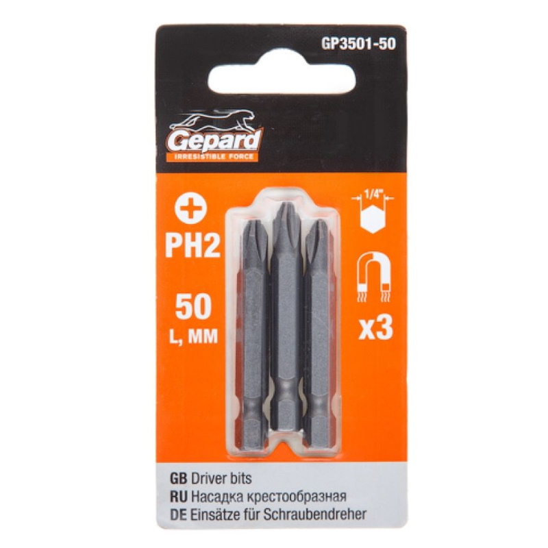 Насадка крестообразная Gepard GP3501-50 PH2 50мм 3шт 95₽