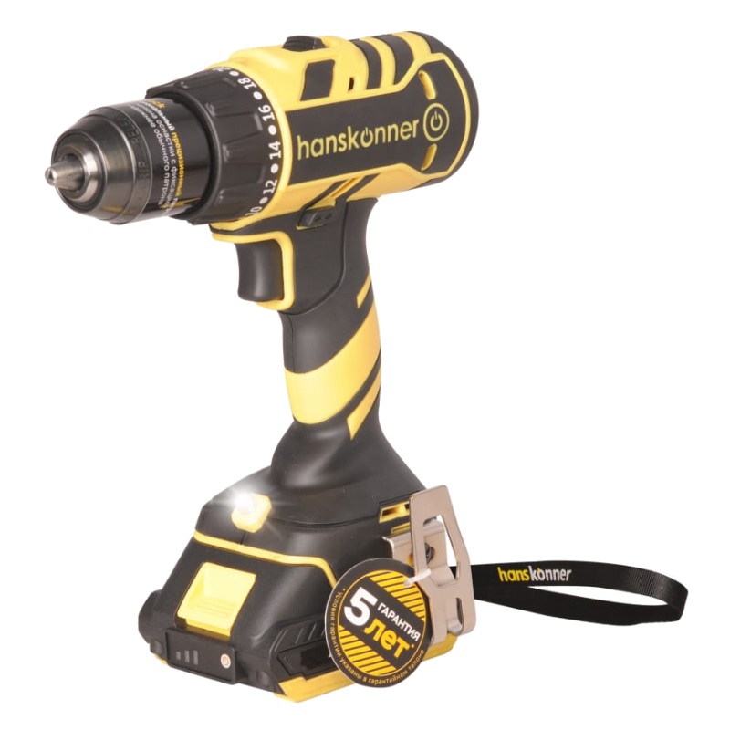Дрель аккумуляторная бесщеточная Hanskonner HCD1865 1BatterySystem