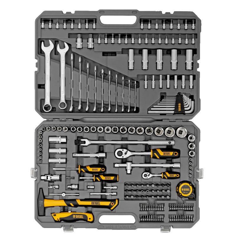 Набор инструментов Denzel 15806, 1/2", 1/4", CrV, S2, пластиковый кейс, 194 предмета