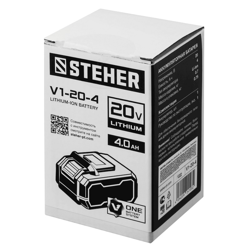 Аккумуляторная батарея Steher V1-20-4 V1, 20 В, 4.0 Ач в Коврове