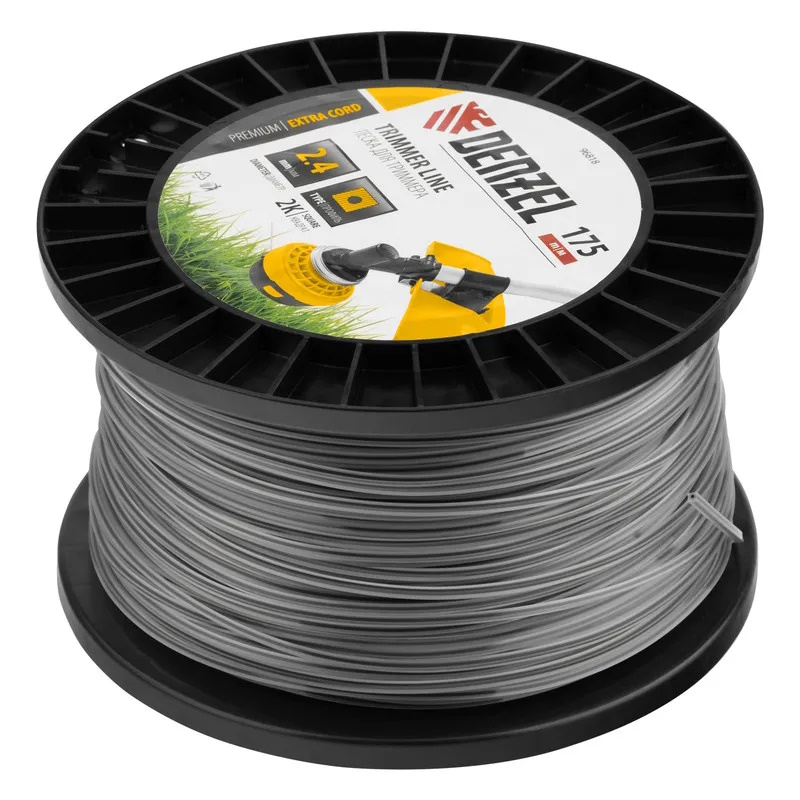 Леска для триммера Denzel EXTRA CORD 96818, двухкомпонентная, квадрат, 2,4мм х 175м, на DIN катушке  в Костроме