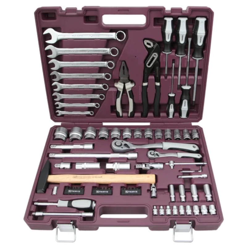 Набор инструмента универсальный Thorvik TS077/12 054006, 1/4", 1/2"DR с головками торцевыми 12-гранными, 77 предметов