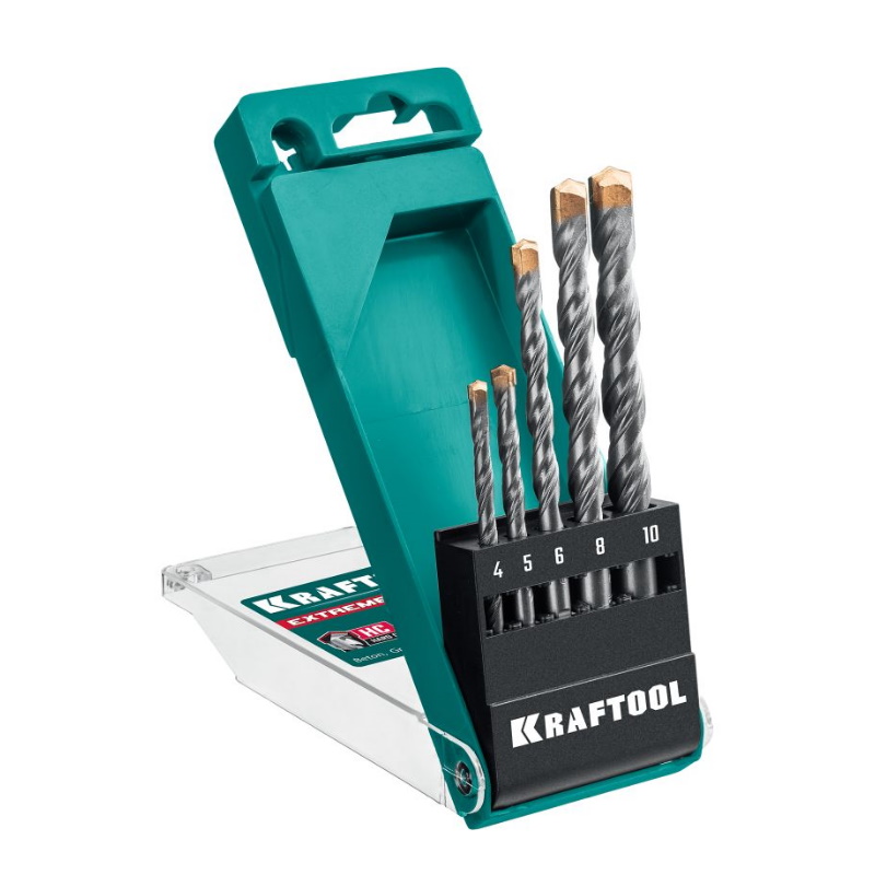 Набор сверл по бетону Kraftool EXTREME 29166-H5, 3-х гранный хвостовик, 5 шт: 4-5-6-8-10 мм в Иваново