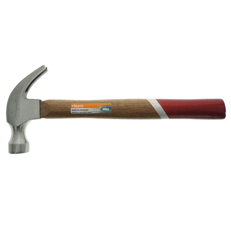 Молоток-гвоздодер Sturm 1010-82-WD0450 450 г кованый боек деревянная рукоятка 587₽