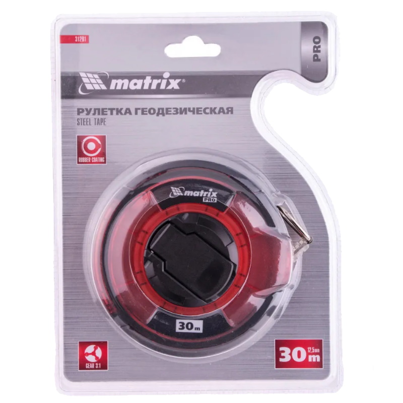 Рулетка геодезическая Matrix 31281, 30 м х 12,5 мм, закр. корп., стальная лента, односторон. шкала, PRO в Коврове