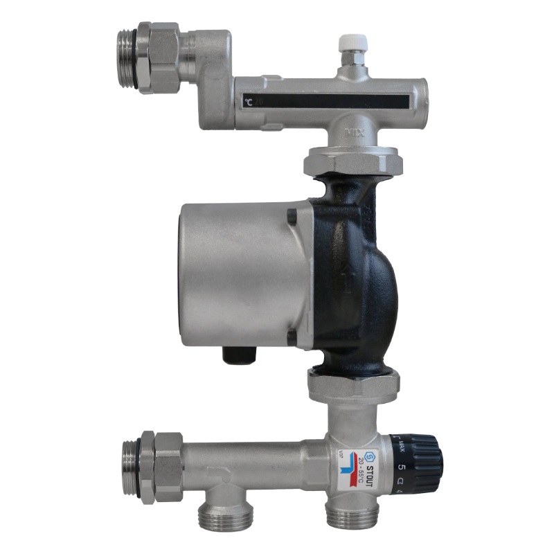 Насосно-смесительный узел Stout SDG-0120-005011 с термостатическим клапаном 20-55°C, с насосом UPSO 25-65, 130 мм