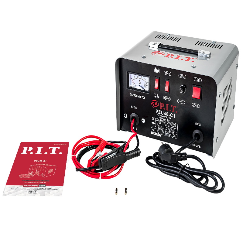 Пуско-зарядное устройство P.I.T. Мастер PZU40-C1 (0.85/5кВт, 12/24В, 18/25А, макс.38А, акб 20-250Ач)