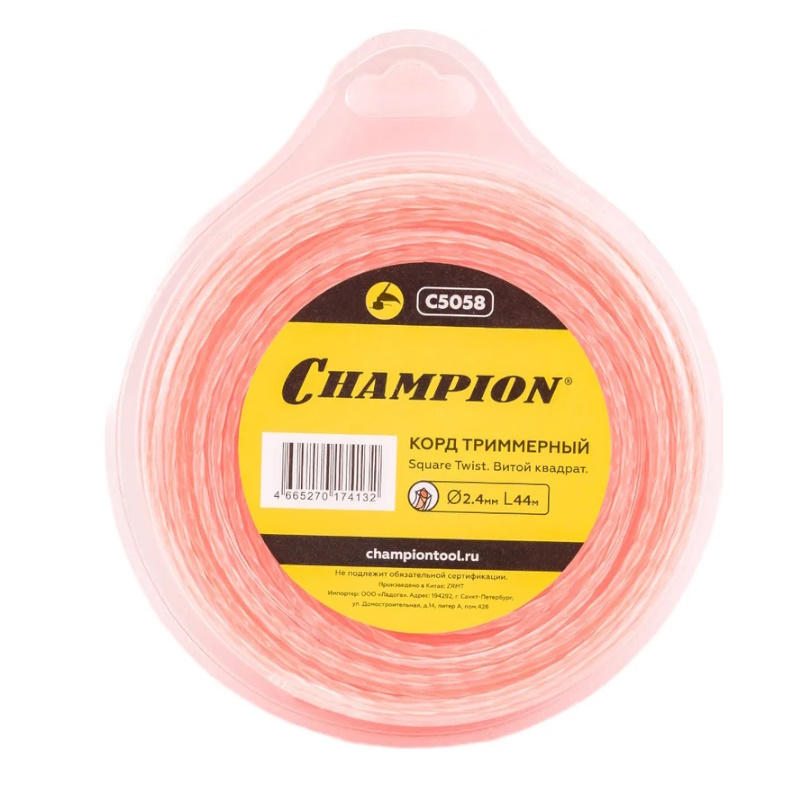 Корд триммерный Champion Square Twist DUO C5058, 2.4мм*44м, витой квадрат в Муроме