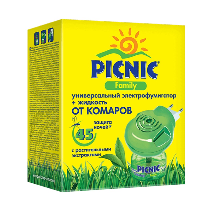 Электрофумигатор Picnic Family, жидкость от комаров 45 ночей, 30 мл в Угличе