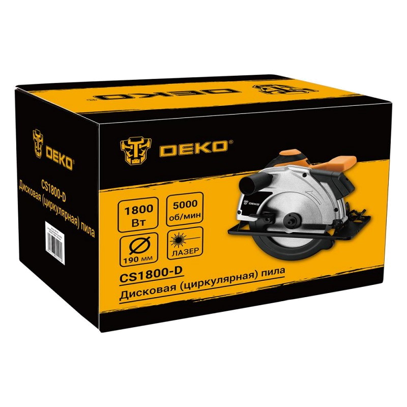 Дисковая (циркулярная) пила Deko CS1800-D 083-1101, 1800 Вт, 190 мм, диск в Рыбинске