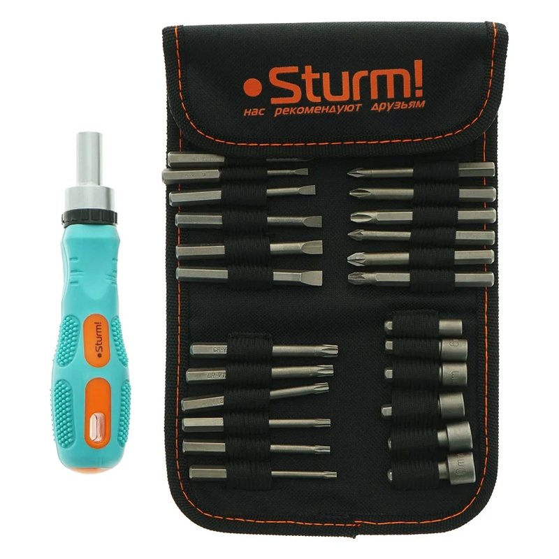 Отвертка с насадками Sturm 1040-08-SS2 (26 предметов, мягкий чехол, CrV) в Александрове