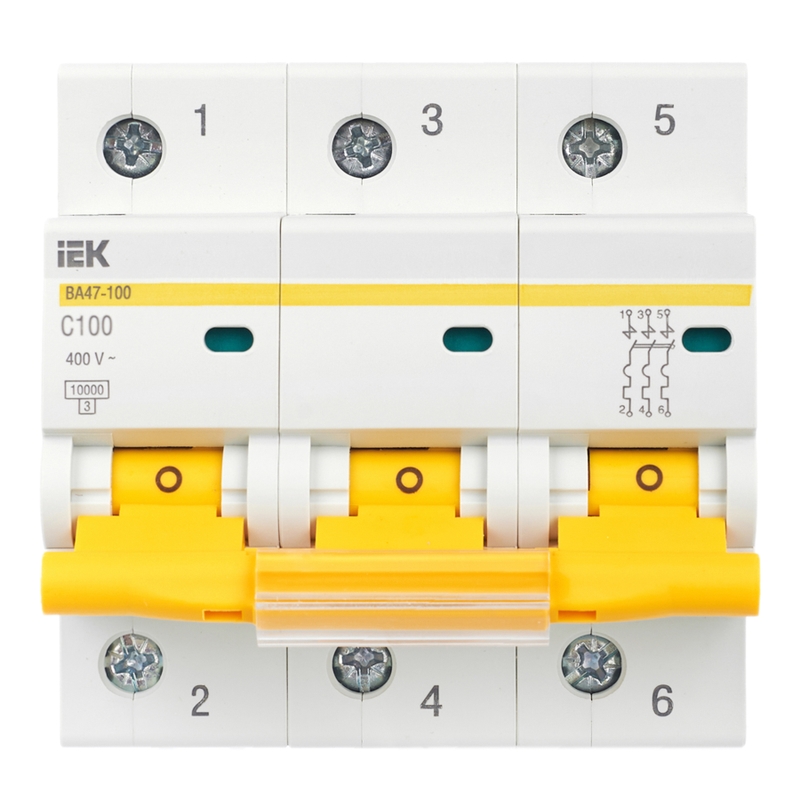 Автоматический выключатель IEK KARAT ВА47-100 MVA40-3-063-C, 3P C 63А 10кА