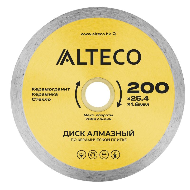 Диск алмазный по керамической плитке Alteco 66527, сплошной, 200х25,4