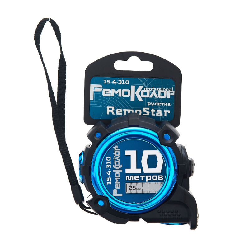 Рулетка РемоКолор professional "RemoStar" 15-4-310, магнитная, обрезиненный корпус, усиленная лента, автостоп, 10мх25 мм во Владимире