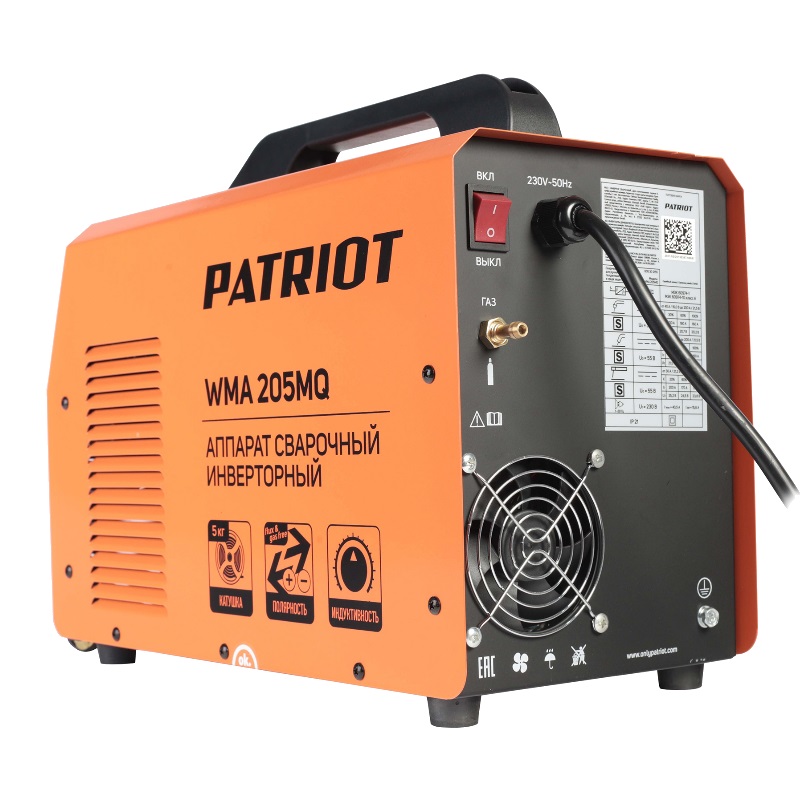 Полуавтомат сварочный инверторный Patriot WMA 205MQ 605302155, MIG/MAG/MMA в Коврове