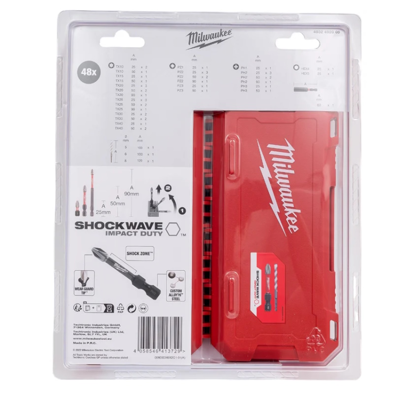 Набор бит Milwaukee SHOCKWAVE GEN III 4932492005, 48 шт. в пластиковом кейсе