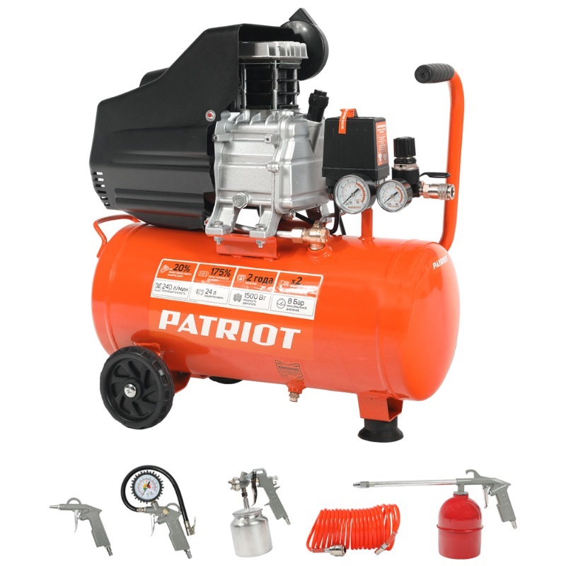Компрессор Patriot Euro 50-260K 525306316 + набор пневмоинструмента Kit 5В