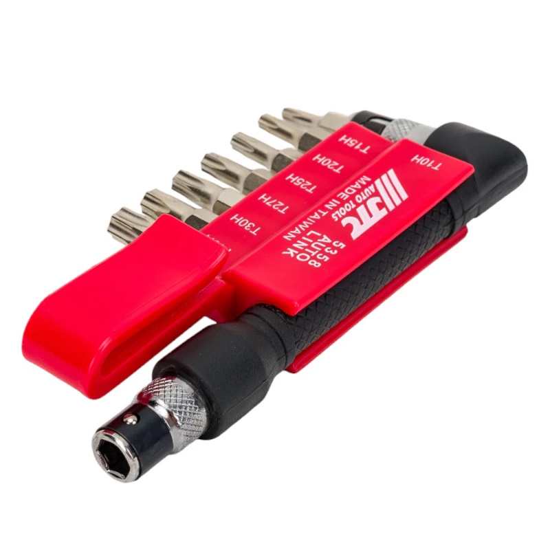 Набор бит JTC JTC-5358, 1/4"DR TORX с отверстием, T10H-T40H, с Г-образным держателем, 8 предметов