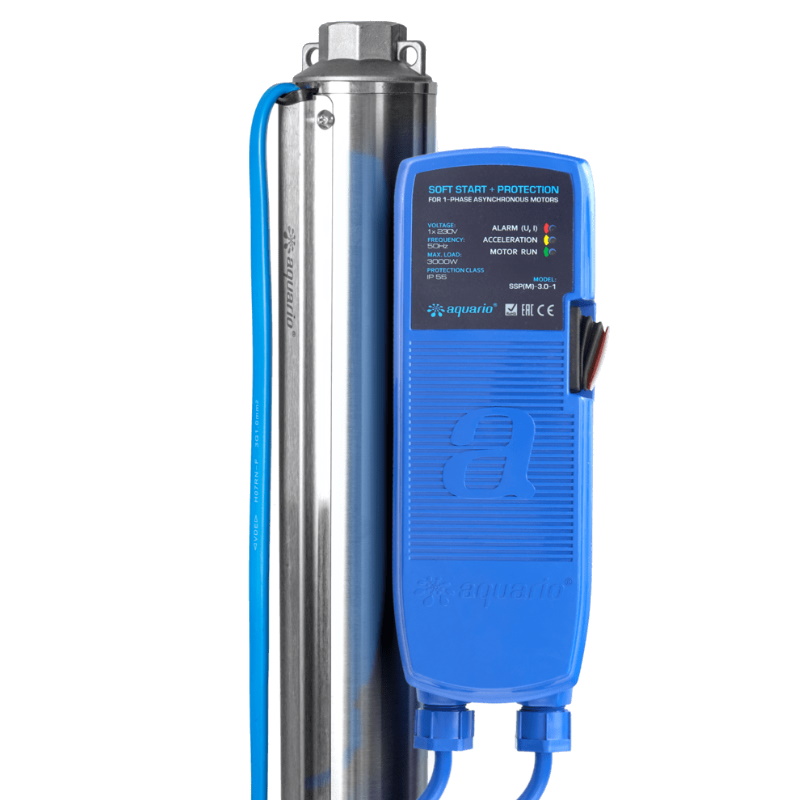 Насос скважинный Aquario ASP3E-50-75 (P) 3352, с плавным пуском, с встроенным конденсатором в Твери