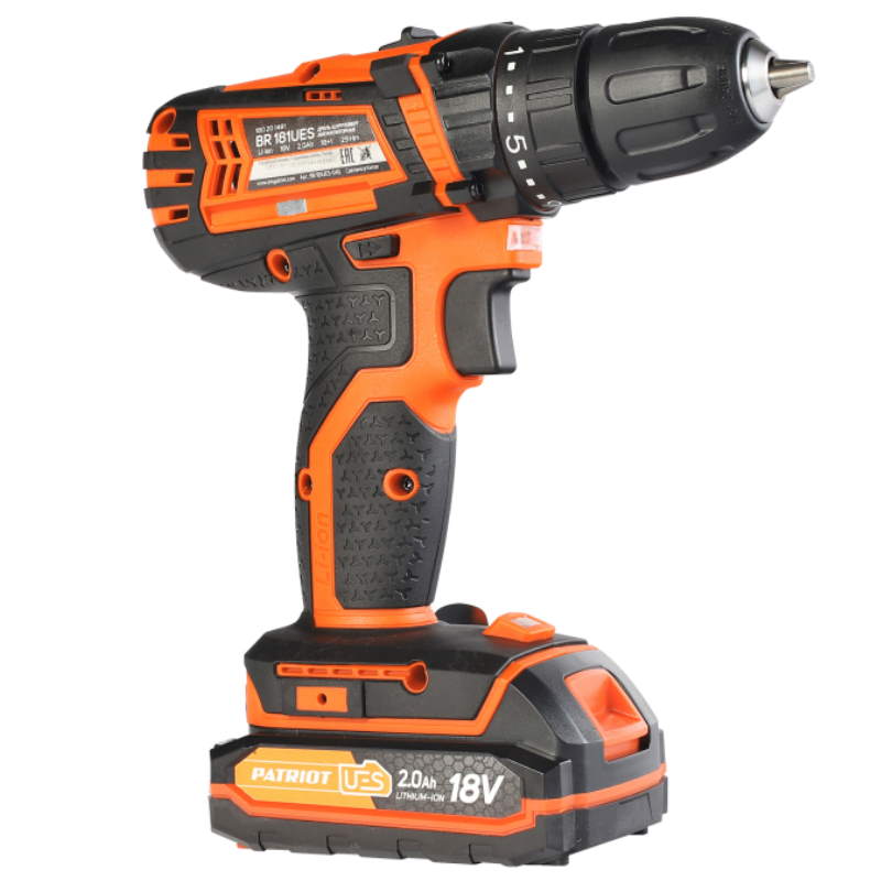 Аккумуляторная дрель-шуруповерт Patriot BR 181UES 180201481 (макс диаметр сверления металла 8 мм)