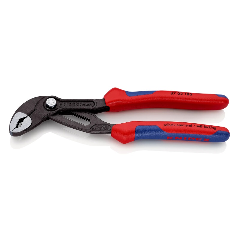 Клещи переставные Knipex COBRA KN-8702180SB, зев 42 мм, длина 180 мм, фосфатированные, 2-компонентные ручки