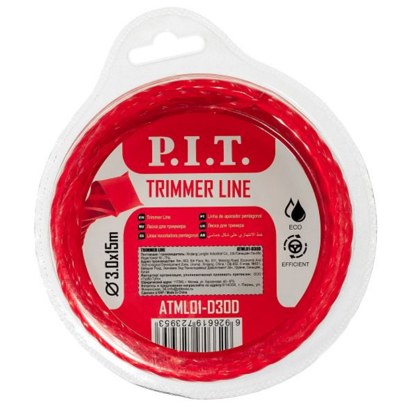 Леска для триммера P.I.T. ATML01-D30D, квадрат крученый 15 м x 3,0 мм, блистер