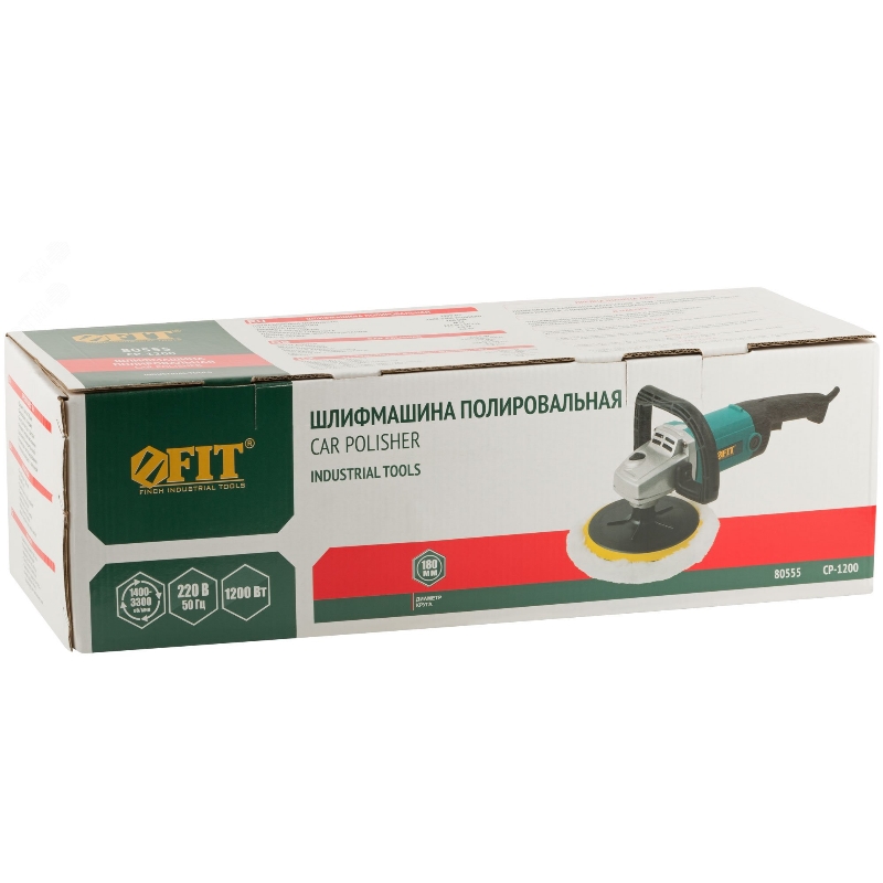 Шлифмашина полировальная Fit 80555, 1200 Вт; 1400-3300 об/мин; 180 мм; 3,2 кг в Твери
