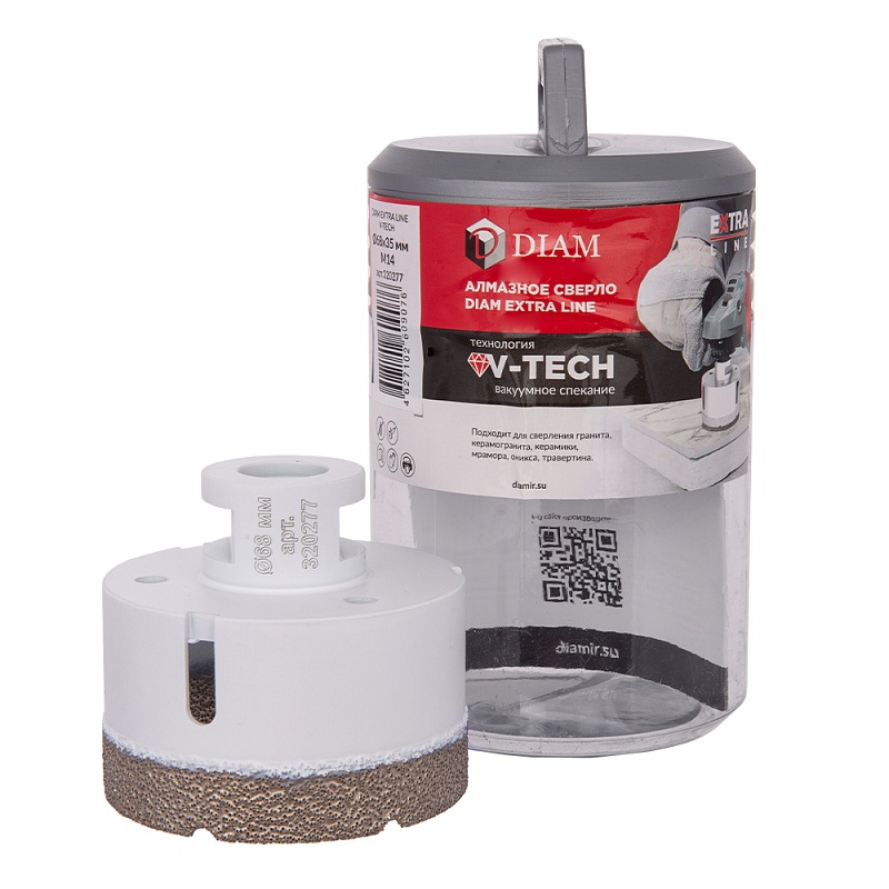 Сверло алмазное Diam EXTRA LINE V-TECH 68x35xМ14 320277 (вакуумное спекание) керамика, керамогранит, гранит, мрамор в Муроме