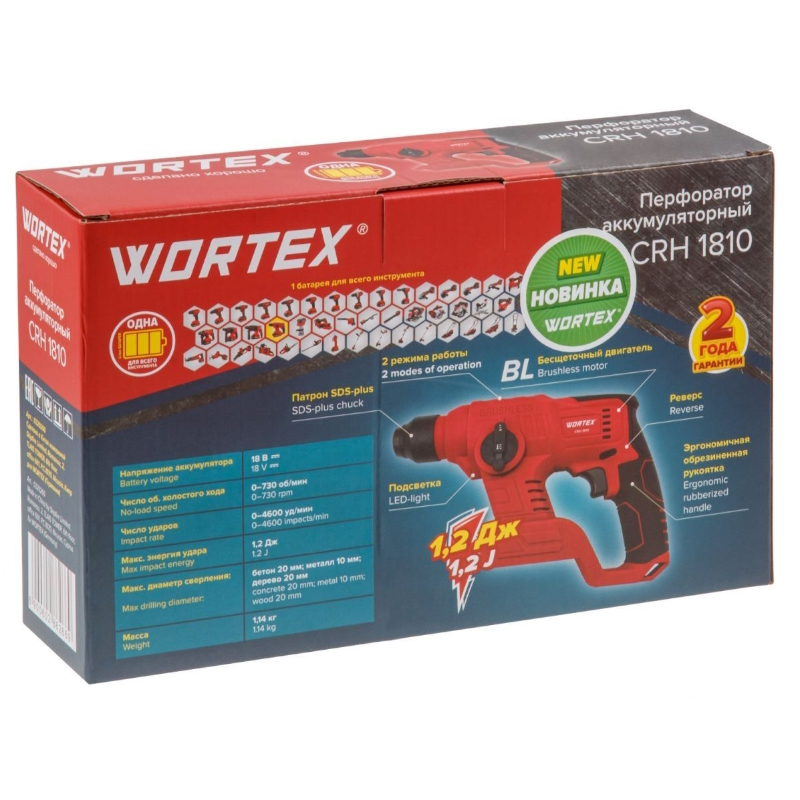 Аккумуляторный перфоратор Wortex CRH 1810 0329266 в Кинешме