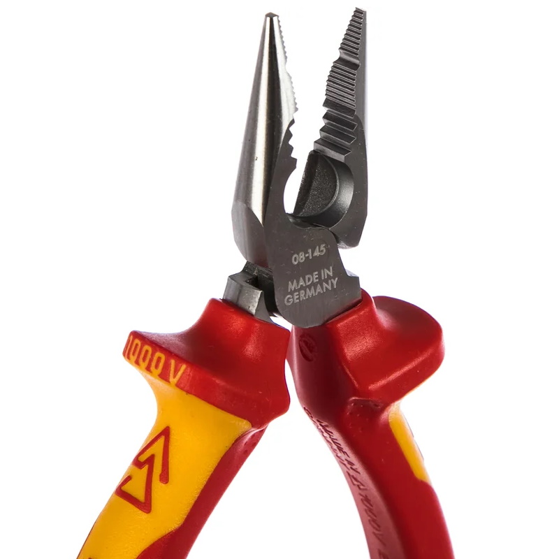 Плоскогубцы комбинированные остроконечные с удлинёнными губками Knipex KN-0826145 VDE, 145 мм, хром, 2-комп ручки в Угличе