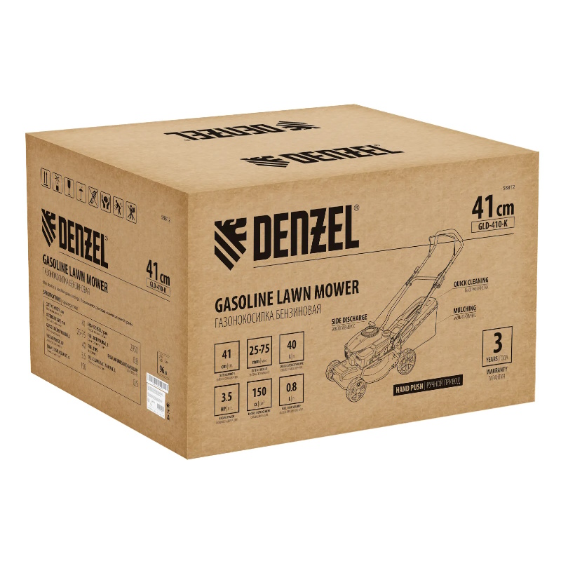 Газонокосилка бензиновая Denzel GLD-410-K, 3,5 л.с., ширина скашивания 41 см, 58812 в Туле