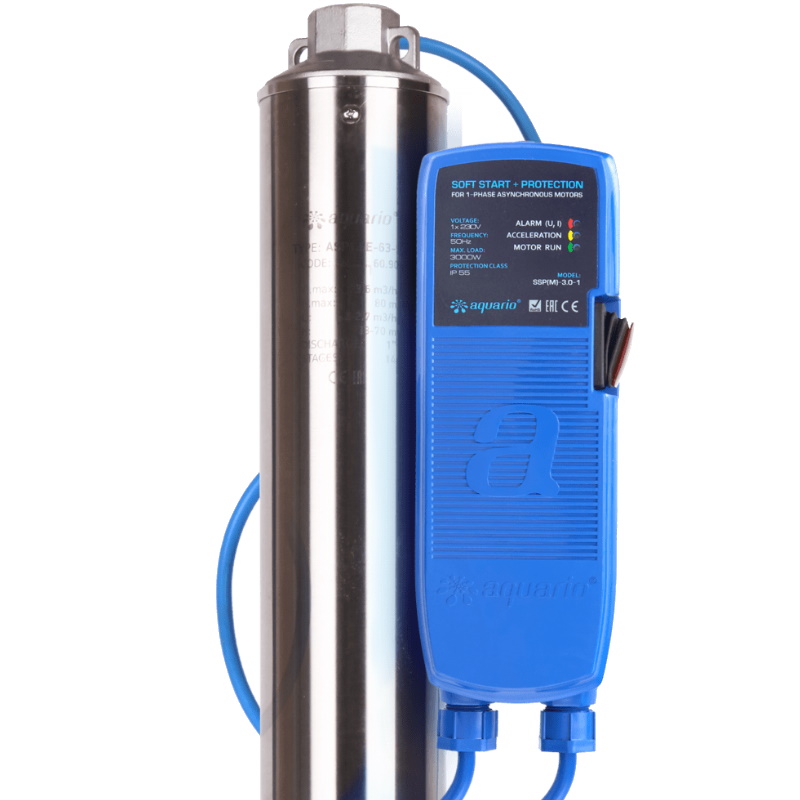 Насос скважинный Aquario ASP1.8E-100-90 (P) 3410, с плавным пуском, с встроенным конденсатором в Иваново