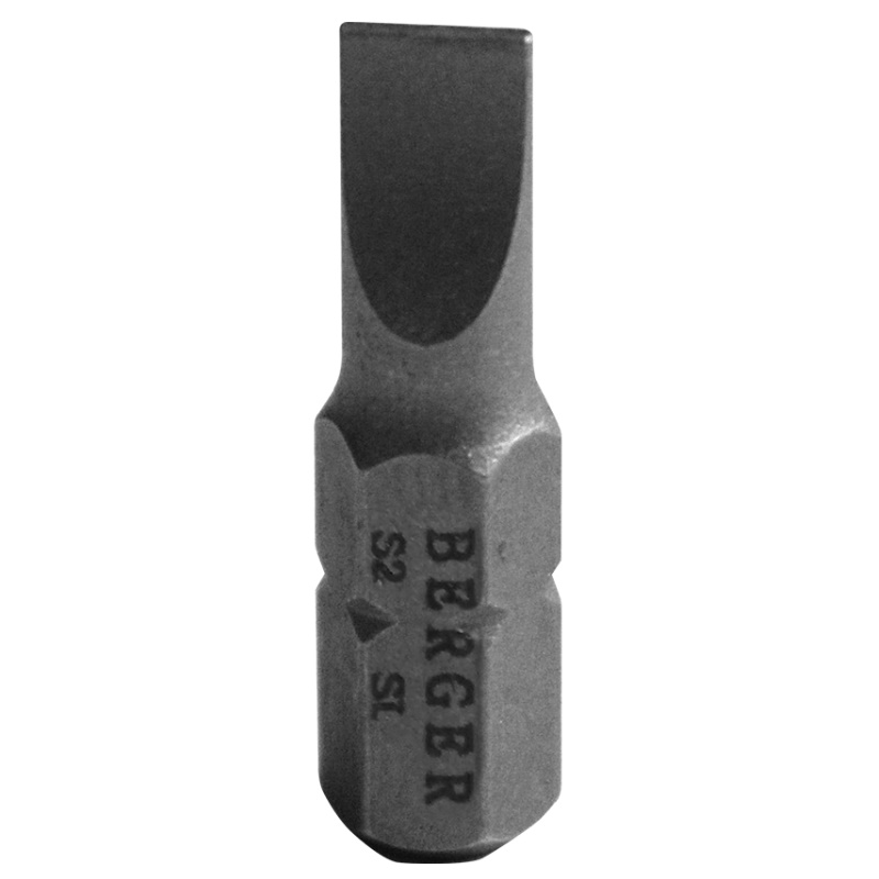 Биты Berger BG2381, магнитные, SL0.5*4, 25 мм, 2 шт., S2