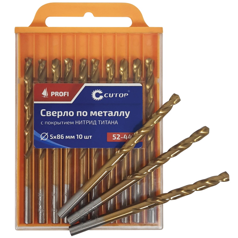 Сверло по металлу Cutop Profi 52-446, с титановым покрытием, 4.8х86 мм, 10 штук  в Александрове