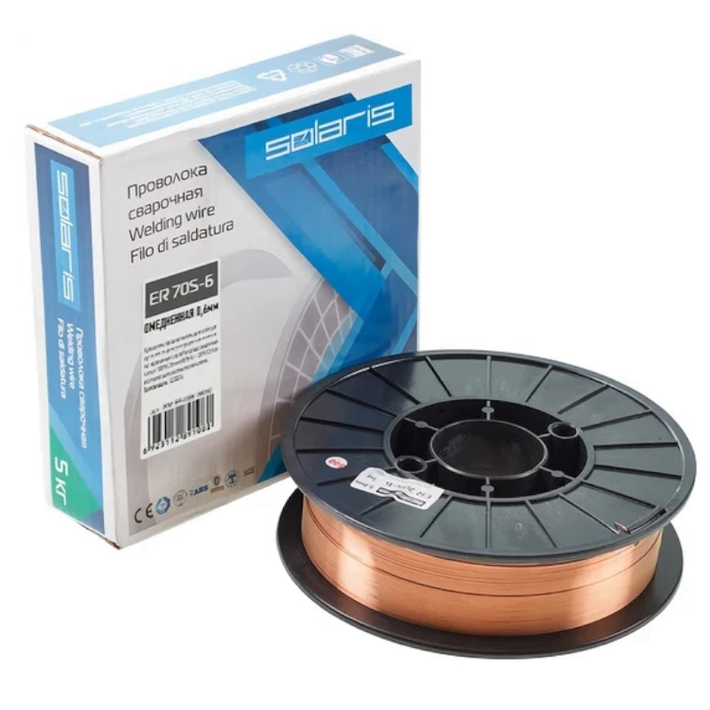 Проволока сварочная омедненная Solaris ER 70S-6 WM-ER70S6-06050, ф0, 6мм (катушка D200 5 кг) во Владимире