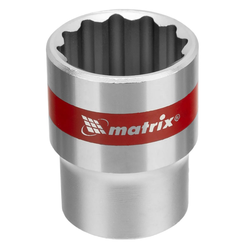 Головка торцевая Matrix 13692, 22 мм, 12-гранная, CrV, под квадрат 1/2", хромированная