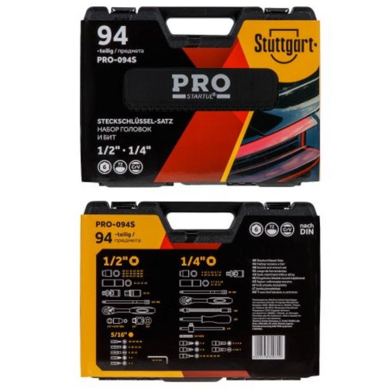 Набор головок и бит Pro Startul Stuttgart PRO-094S, 1/4",1/2", 94 предмета в Кинешме