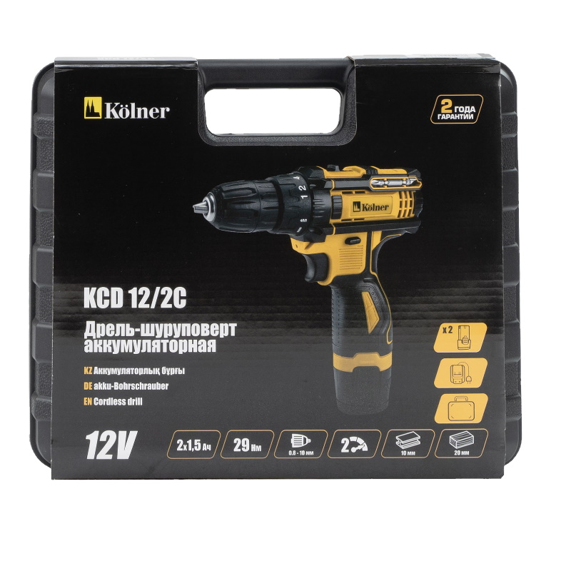 Дрель-шуруповерт аккумуляторная Kolner KCD 12/2C 4610264002977, 12 В, 29 Нм в Туле