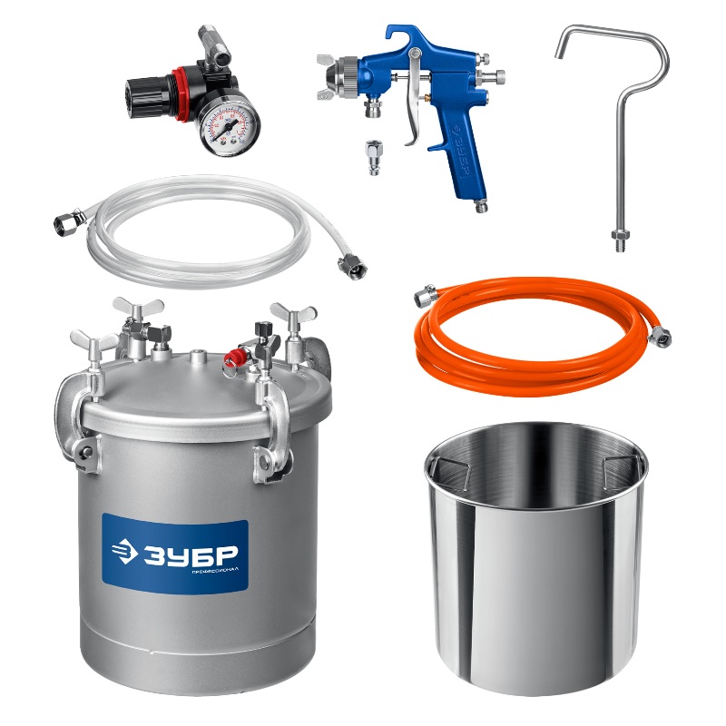 Красконагнетательный бак с краскораспылителем Зубр Профессионал KNB-10 6464, 10 л