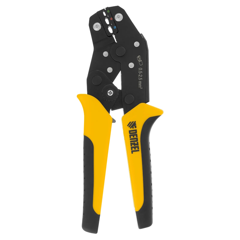 Клещи для обжима Denzel 17747 (для изолированных наконечников НКИ и НВИ, разъемов РПИ, гильз ГСИ, 0,5 - 2,5 мм2)