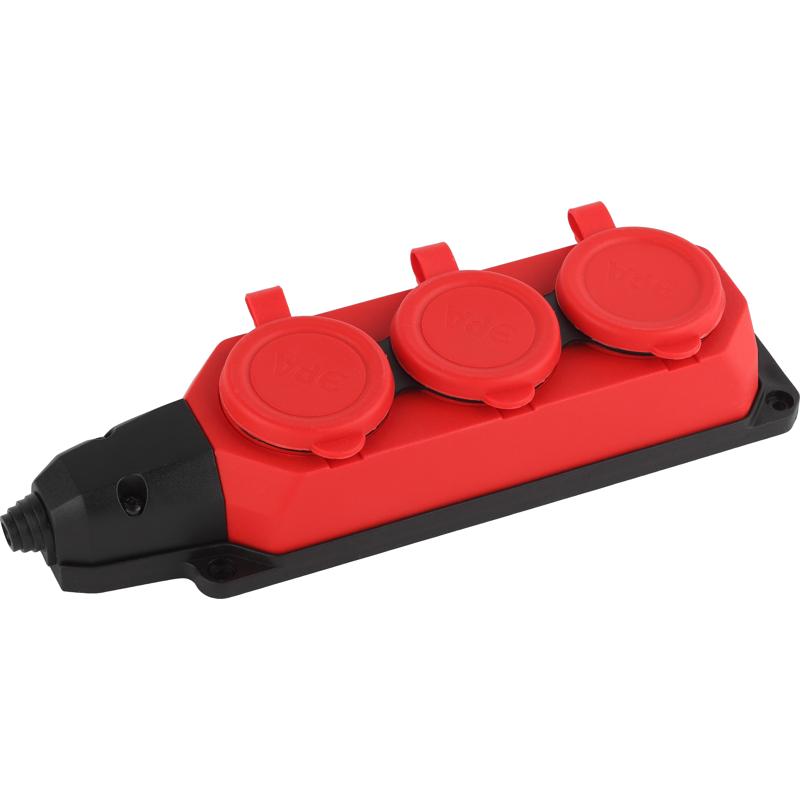 Колодка каучуковая Эра K-3e-RED-IP44, с/з 3гн 16А, IP44, красная в Муроме