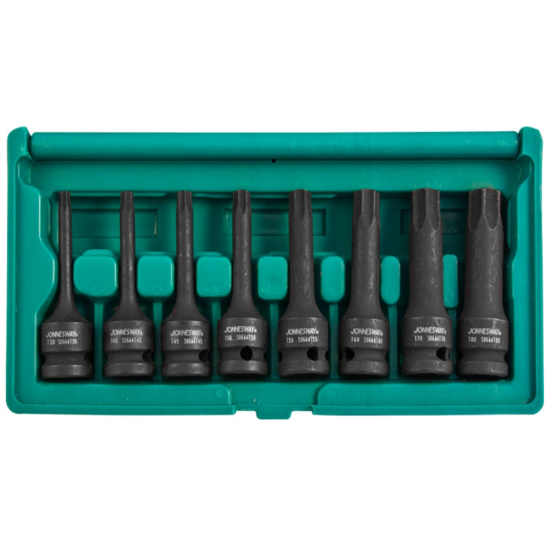 Набор ударных головок Jonnesway S06A408S, Torx 1/2"DR, Т30 - T80, 78 мм, 8 предметов в Твери