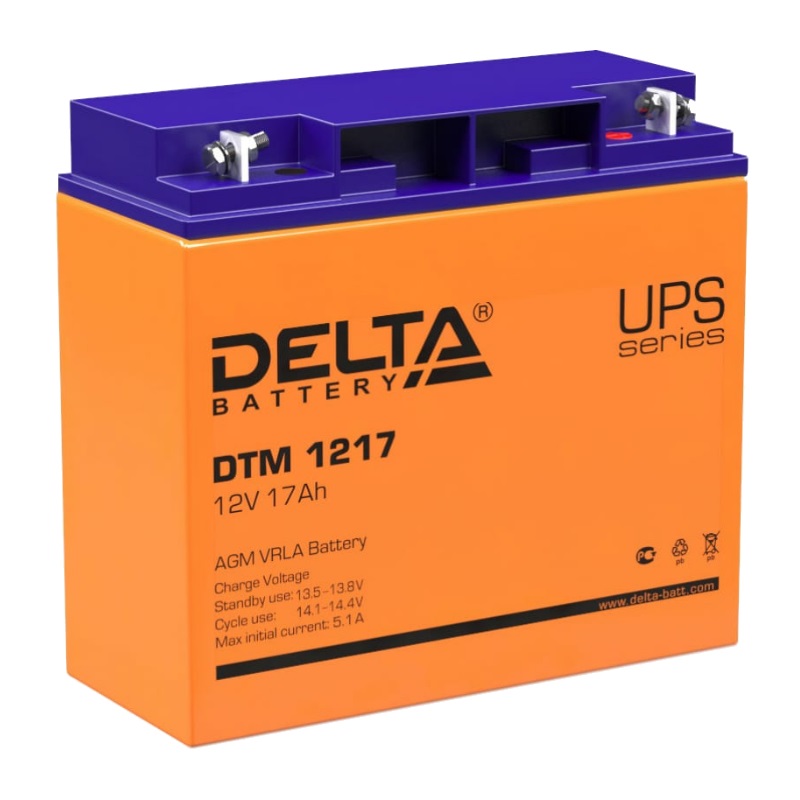 Аккумулятор UPS Delta DTM 1217 (AGM, ток 12v, емкость 17 Ач, производитель Китай) в Ярославле