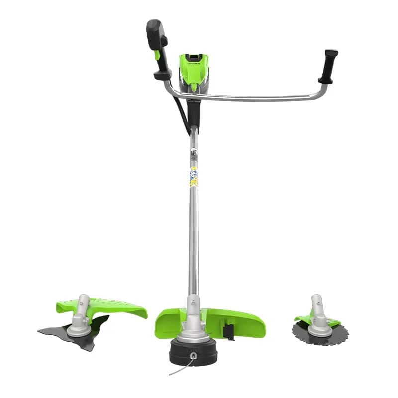 Триммер аккумуляторный Greenworks TB201H 2112407UB, 82V, 2,0 кВт, 46 см, c трехлопастным ножом, б/щ, с 1хАКБ 5 Ач и ЗУ