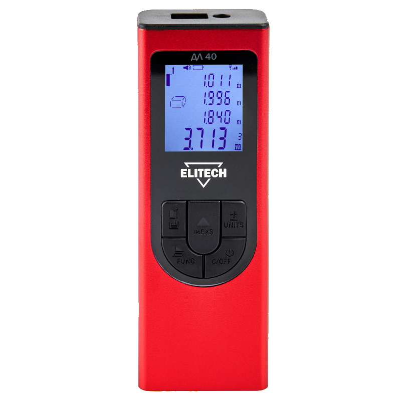 Дальномер лазерный Elitech ДМ ДЛ 40 204767, 0.03-40 м, точность ±3 мм/м, аккумулятор встроенный Li-ion в Кинешме