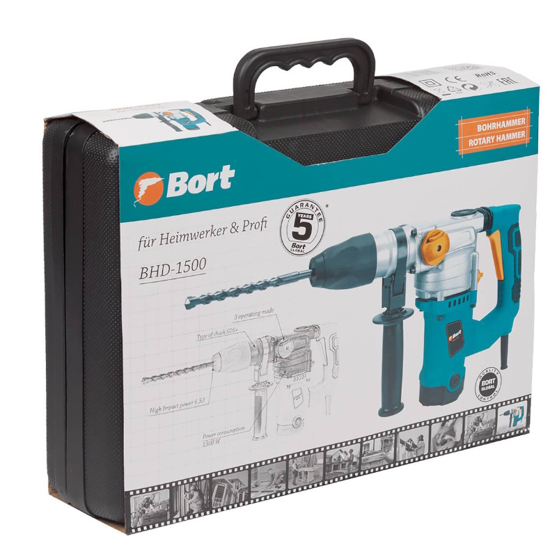 Перфоратор Bort BHD-1500 93410150 в кейсе, с виброзащитой в Костроме