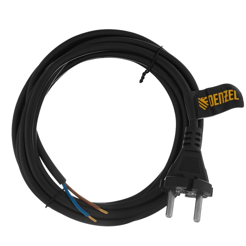 Шнур сетевой Denzel Energy Series 37665, ПВС, 3 м, 2х1 мм, с неразборной вилкой, черный в Твери