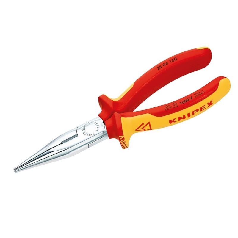 Круглогубцы радиомонтажные с плоскими губками и режущими кромками Knipex KN-2506160, хромированные, 160 мм