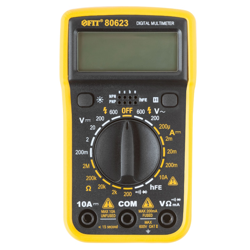 Мультиметр Fit 80623 01 мВ-600 В 01 В-600 В 1 мкА-10 А 01 Ом-2 МОм 1953₽